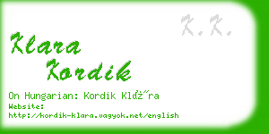 klara kordik business card